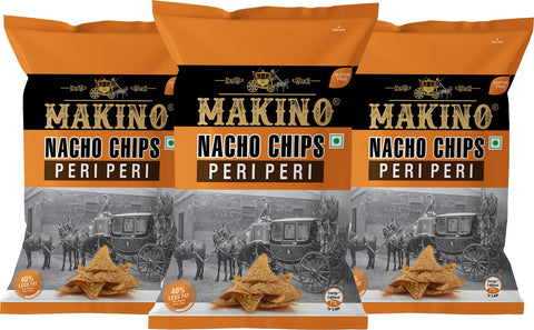 Makino Peri-Peri Nachos Chips. A party pack combo of 3 Corn Peri-Peri Nachos Corn chips 