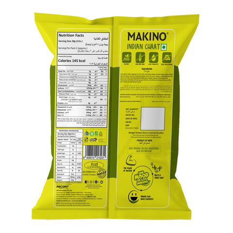 Information of Makino High Protein Indian Chaat Super Nachos Chips Ingredients, About, Manufacturing details and Nutrition Facts